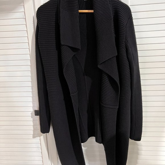 Kookai Size 2 ( AUS 12)  Black Thick Wool Blend Cardigan Waterfall Open Style - Picture 10 of 10